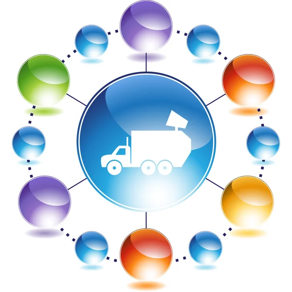 Bouton web camion poubelle — Image vectorielle