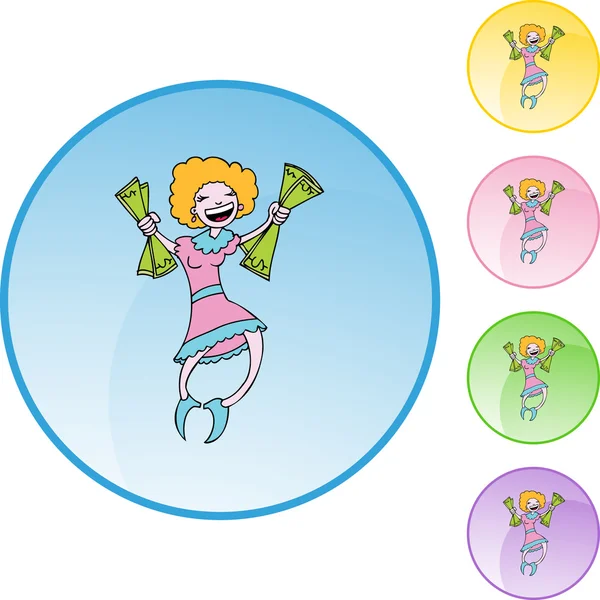 mutlu bir kadın tutarak para