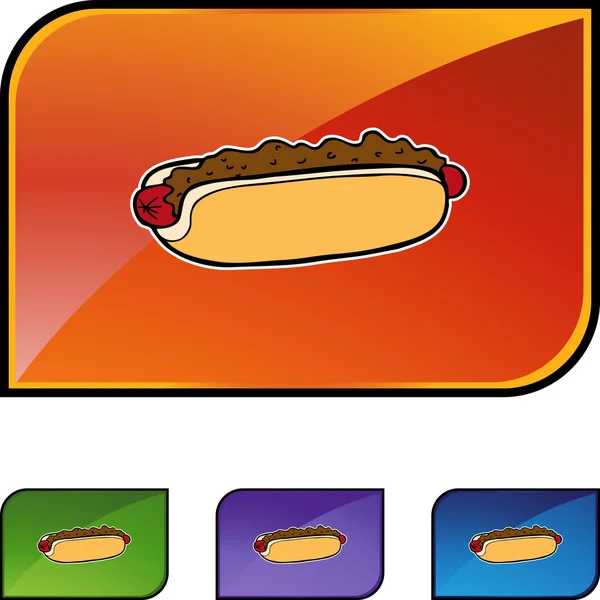 Chili dog icon button — Stock Vector