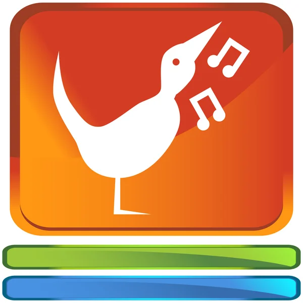 Bouton icône oiseau chanteur — Image vectorielle