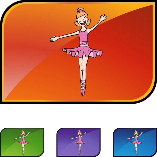 Ballerina Mädchen Web-Ikone — Stockvektor