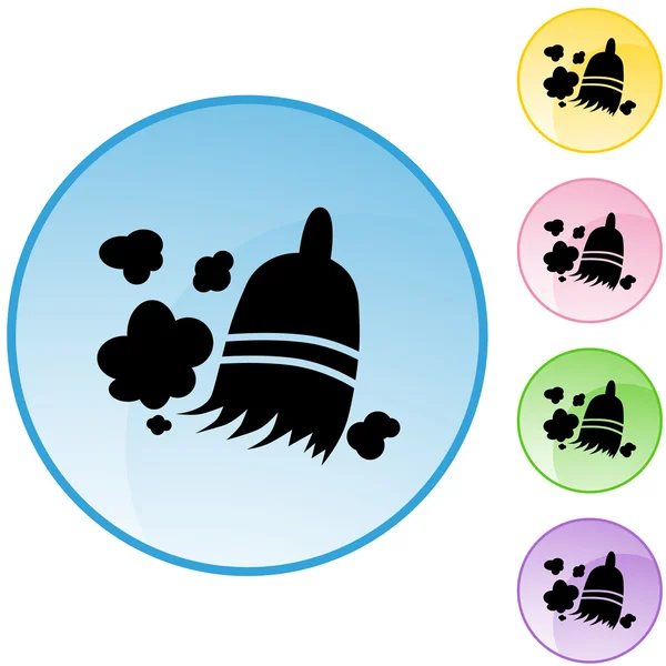 Varredura ícone do vassoura botão — Vetor de Stock