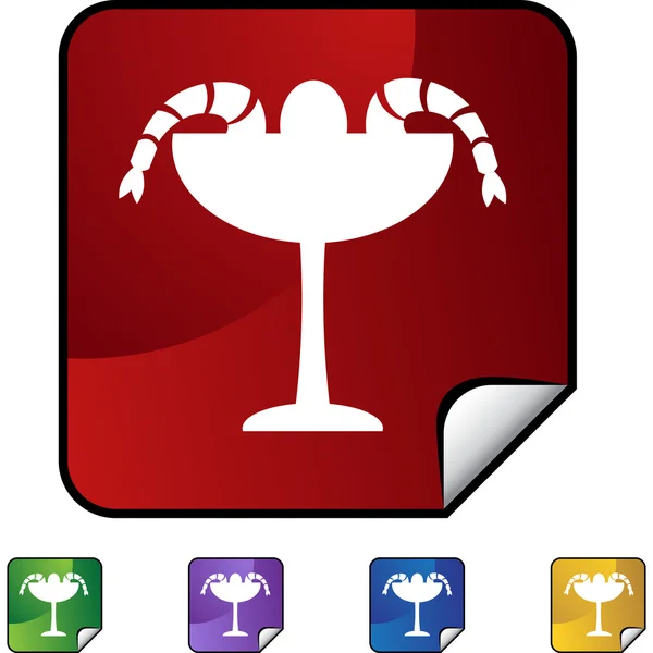 Crevettes Cocktail bouton web — Image vectorielle