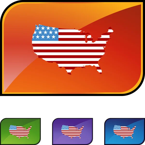 America flag map icon — Stock Vector