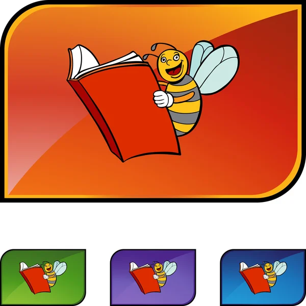 Pulsante web Bee Reading — Vettoriale Stock
