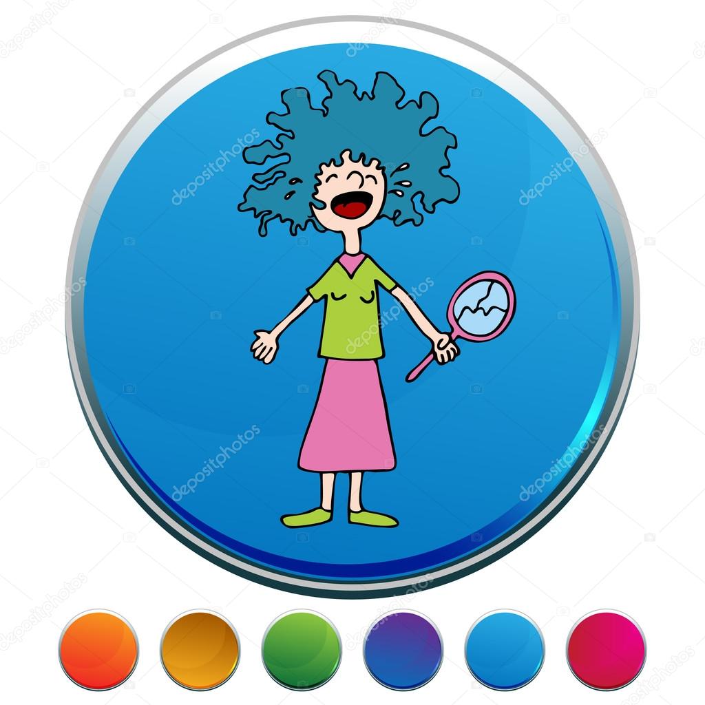Clipart Bad Haircut Crying Girl With Bad Perm Button Set