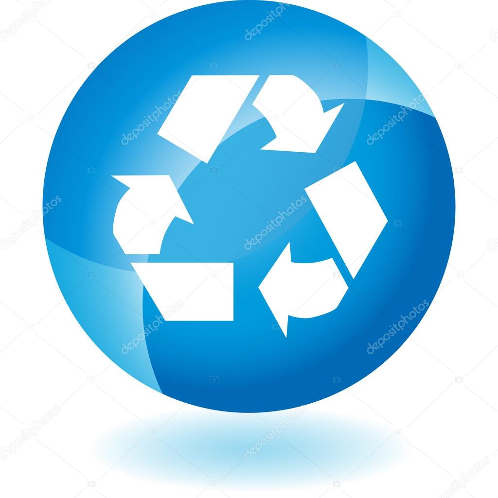 Recycling symbol web button isolated on a background