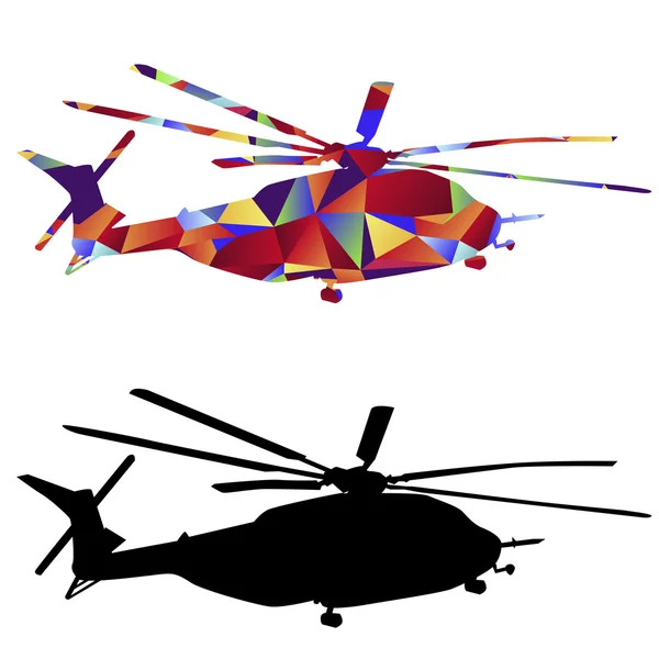 Icono de helicóptero militar polígono — Vector de stock