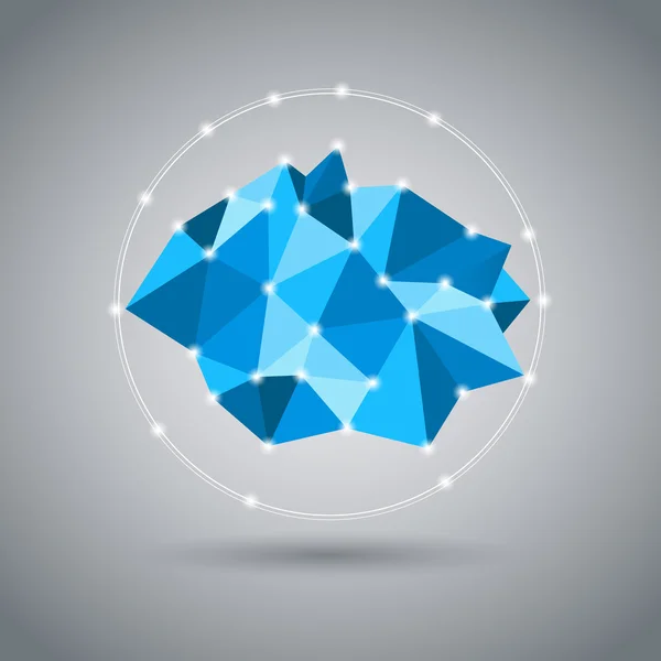 Low Poly Rock Orbit Icon — Stock Vector