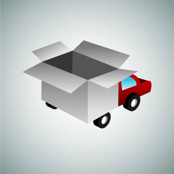 3d box teherautó — Stock Vector