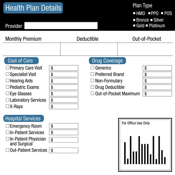 Healthcare Plan Detail Form — Stock Vector