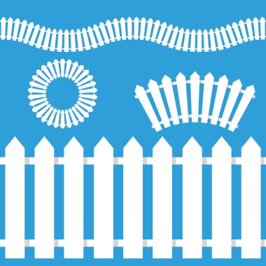 White Picket Fence Icon Set clipart