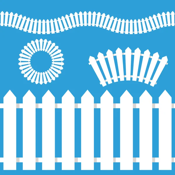 White Picket Fence Icon Set — Stock Vector