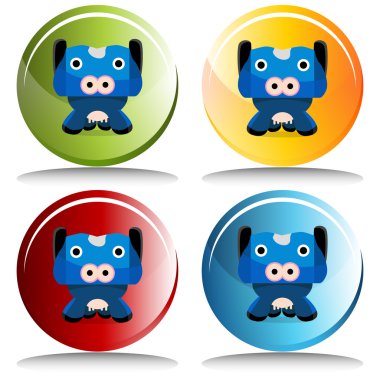 İnek karikatür karakter düğmesini