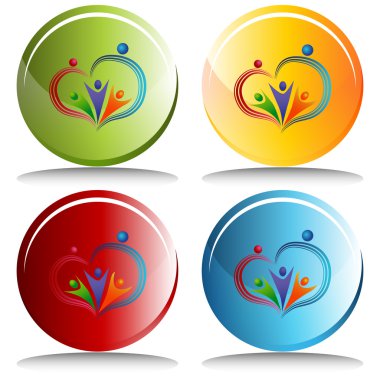 Sevgi dolu insanlar kutsal kişilerin resmi düğme