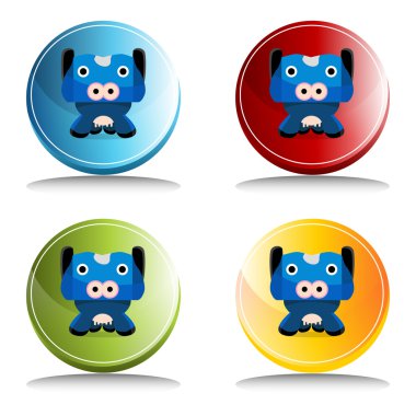 İnek karikatür karakter düğmesini