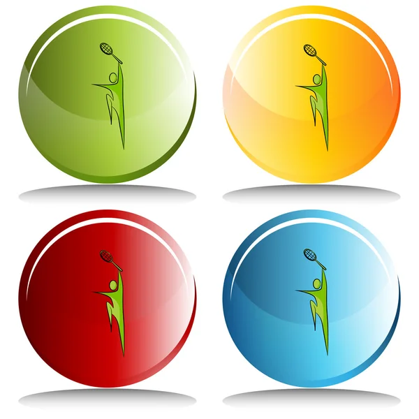 Tennis Player Icon Set Button — Stock Vector