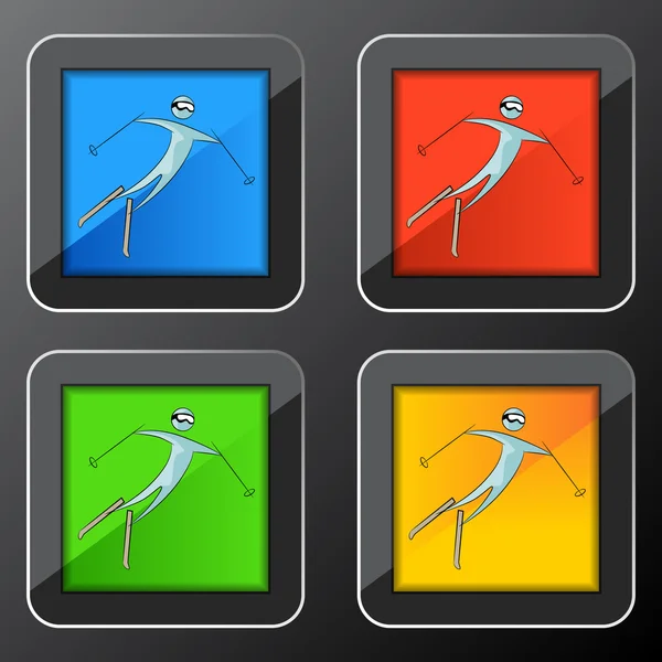 Set de iconos de esquiador — Archivo Imágenes Vectoriales