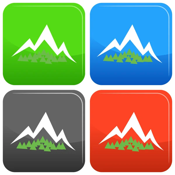 Mountain Forest Button — Stock Vector