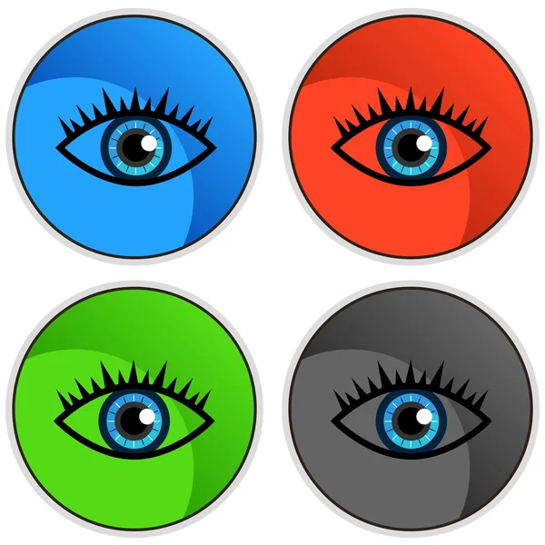 Modré oko ikony tlačítko — Stockový vektor
