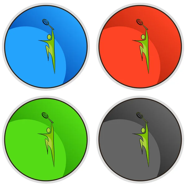 Tennis-spelare Icon Set-knappen — Stock vektor