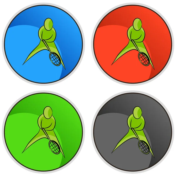Tenis oyuncu kutsal kişilerin resmi düğme — Stok Vektör