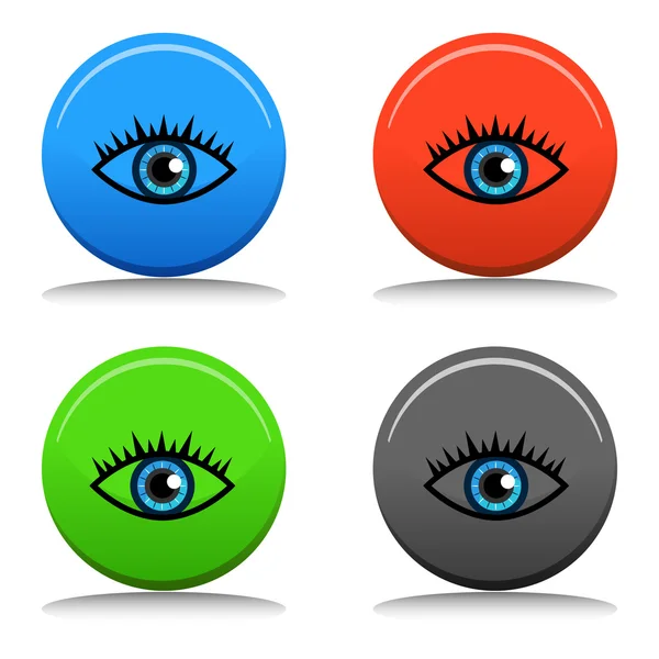 Blue Eye Icon Button — Stock Vector