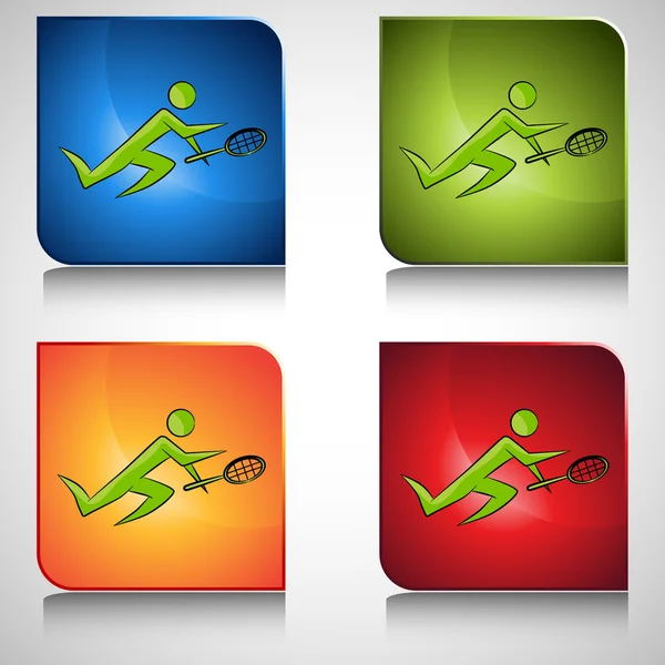 Tennis Player Button — Stock Vector