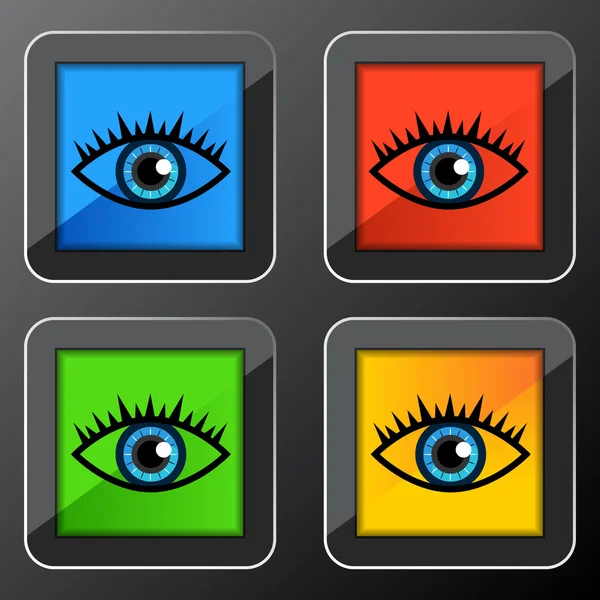 Blue Eye Icon Button — Stock Vector