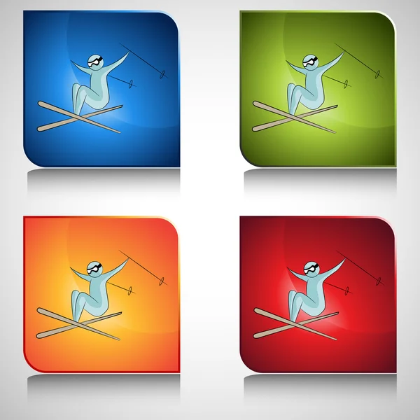 Skier Icon Set — Stock Vector