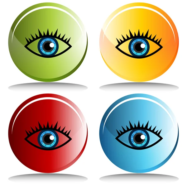 Blue Eye Icon Button — Stock Vector