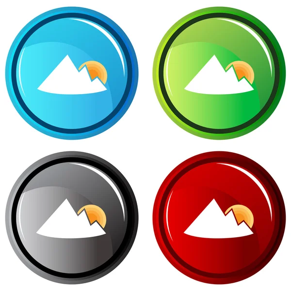 Mountain Sunrise Button — Stock Vector