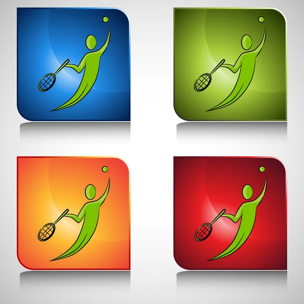 Tennis Player Icon Button — Stock Vector