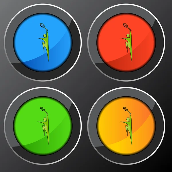 Tennis Player Icon Set Button — Stock Vector