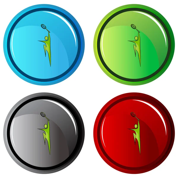 Tennis-spelare Icon Set-knappen — Stock vektor