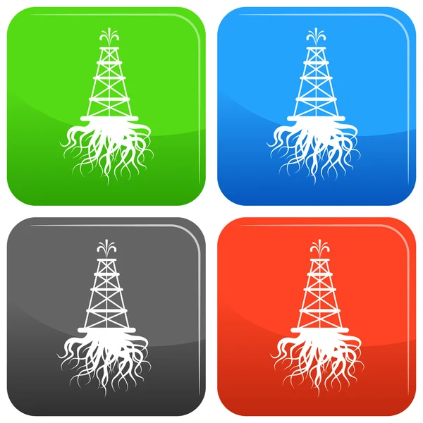 Fracking Rig With Roots — Stock Vector