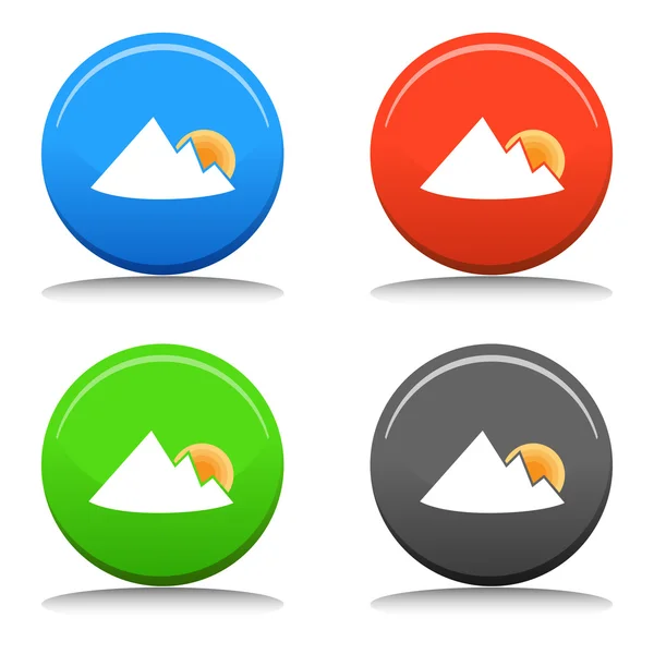 Mountain Sunrise Button — Stock Vector