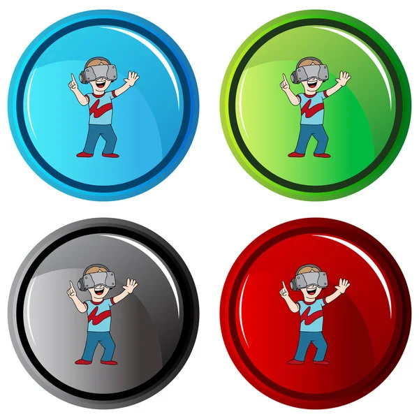 Virtual Reality Game Button — Stock Vector