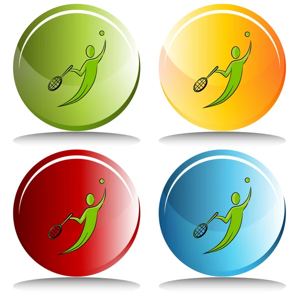 Bouton icône joueur de tennis — Image vectorielle