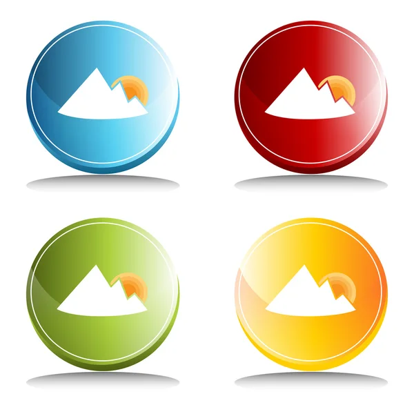 Mountain Sunrise Button — Stock Vector