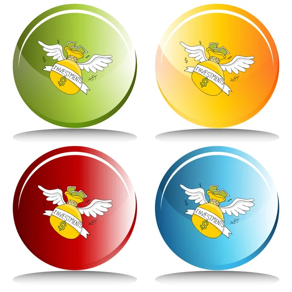 Investissements Flying Away Button — Image vectorielle