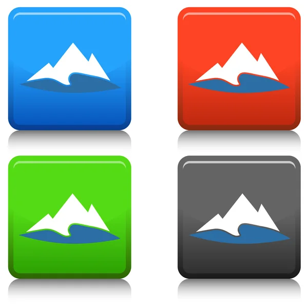 Mountain Lake Button — Stock Vector