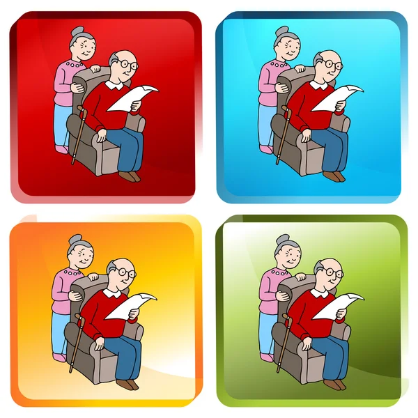 Seniors Reading Document — Stock Vector