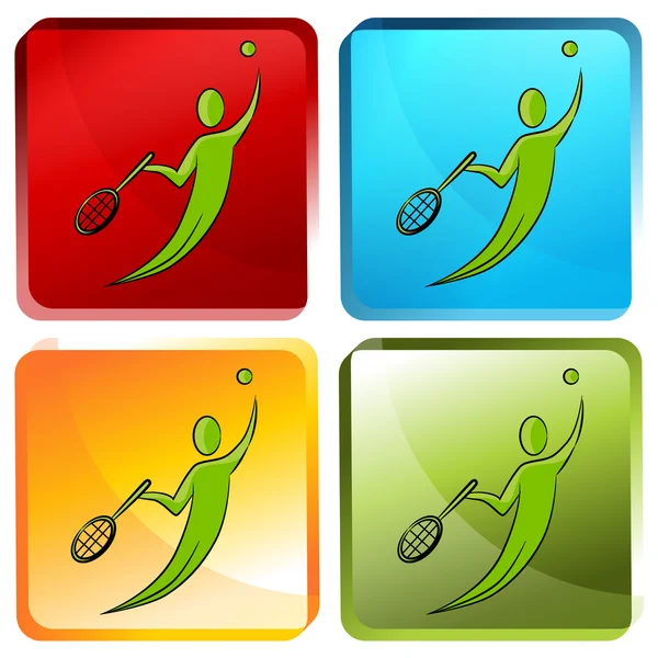 Tenis oyuncu kutsal kişilerin resmi düğme — Stok Vektör