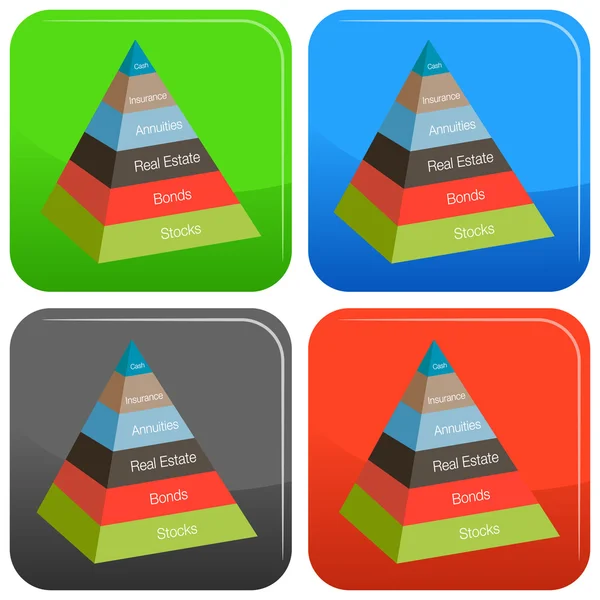 3D inwestycji piramidy przycisk — Wektor stockowy