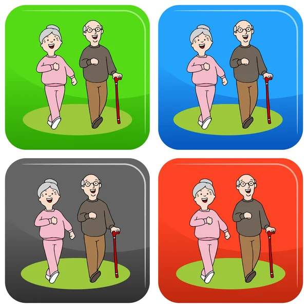 Senior Citizens Walking — Stock Vector