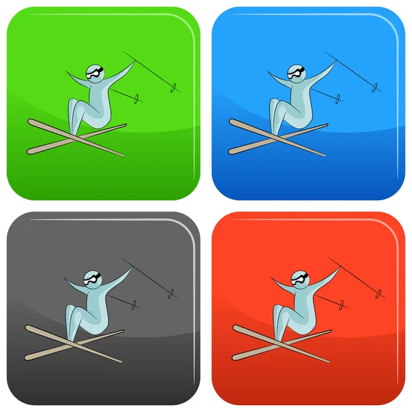 Set de iconos de esquiador — Vector de stock