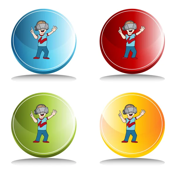 Virtual Reality Game Button — Stock Vector