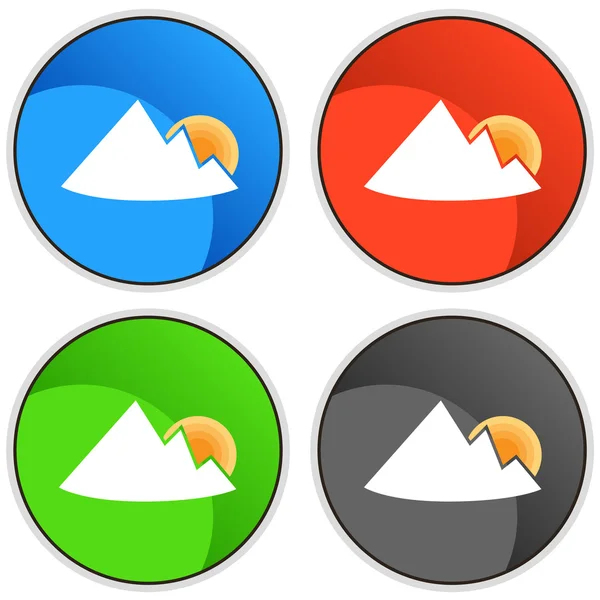 Mountain Sunrise Button — Stock Vector