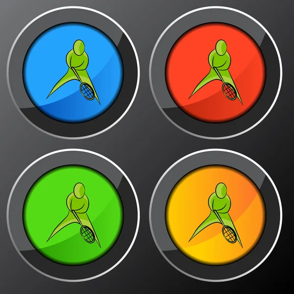 Botão ícone jogador de tênis — Vetor de Stock